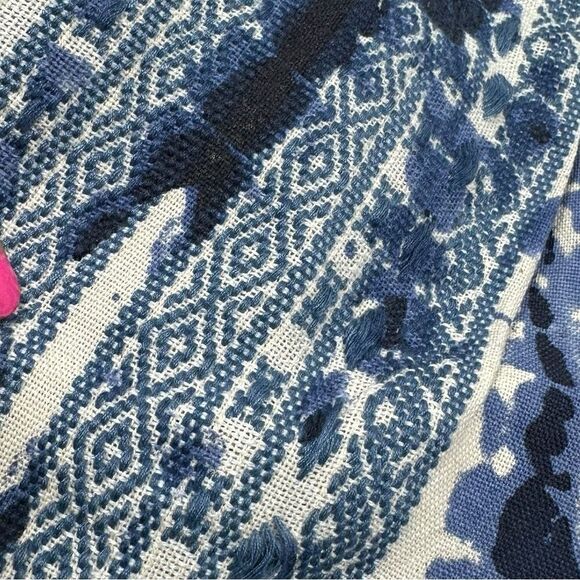 QED London High Waisted Navy Blue Embroidered Woven Shorts - Picture 5 of 9